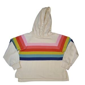 Hanna Anderson Kids Rainbow Stripe  Long Sleeve Hoodie Sweater Size 6-7